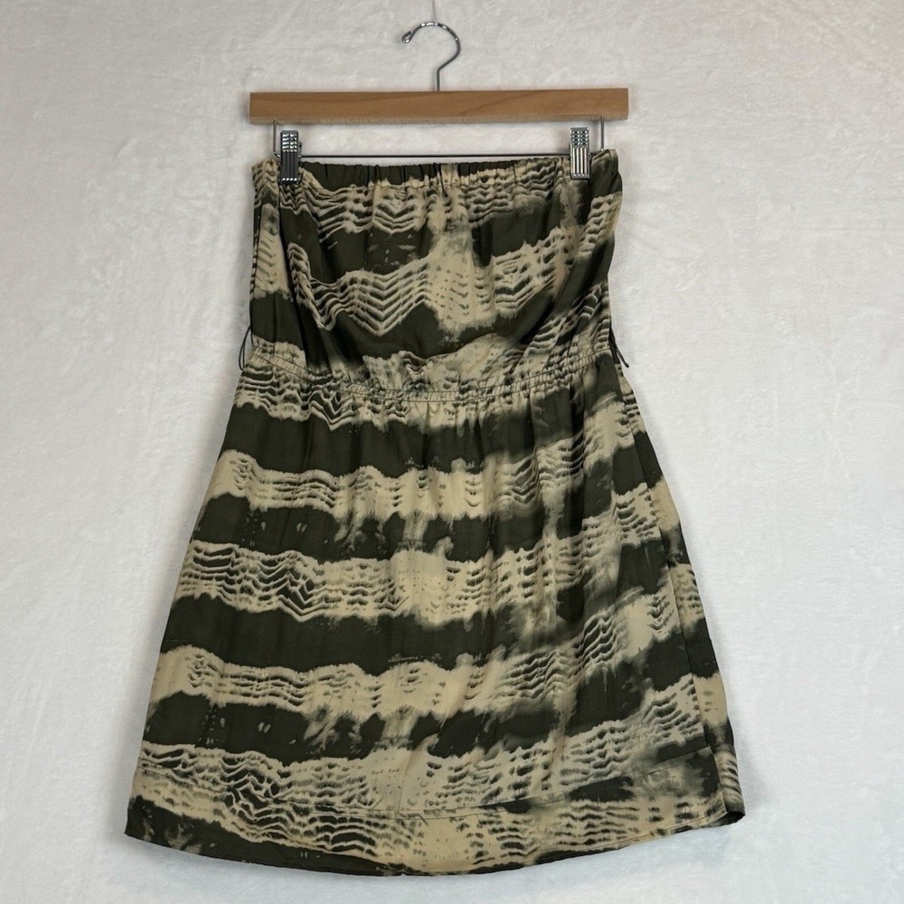 Pinky Green Tie Dye Strapless Mini Dress Medium